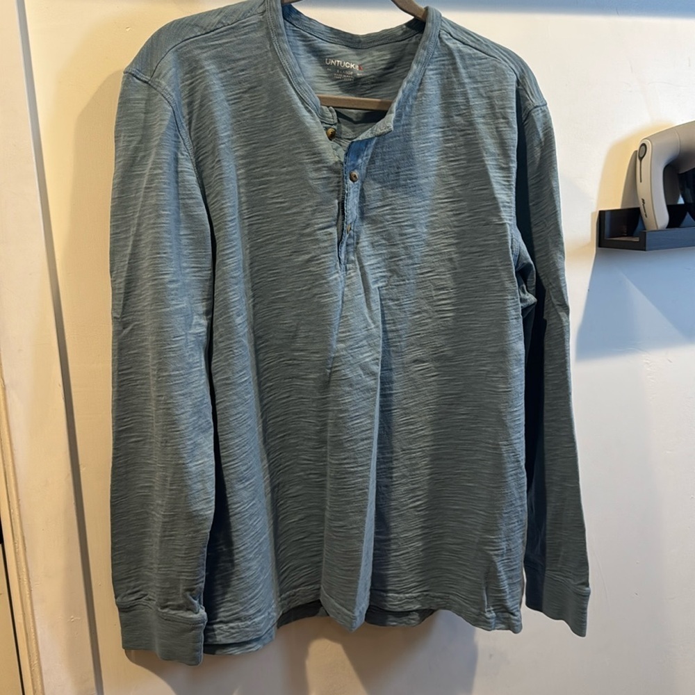 Untuckit Mens Henley Shirt X-Large Long Sleeve 100% Pima Cotton